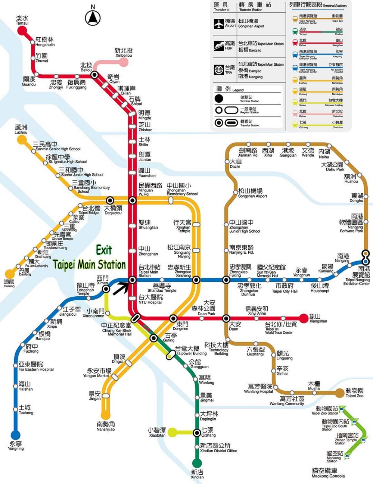 kart av bus station i Taipei