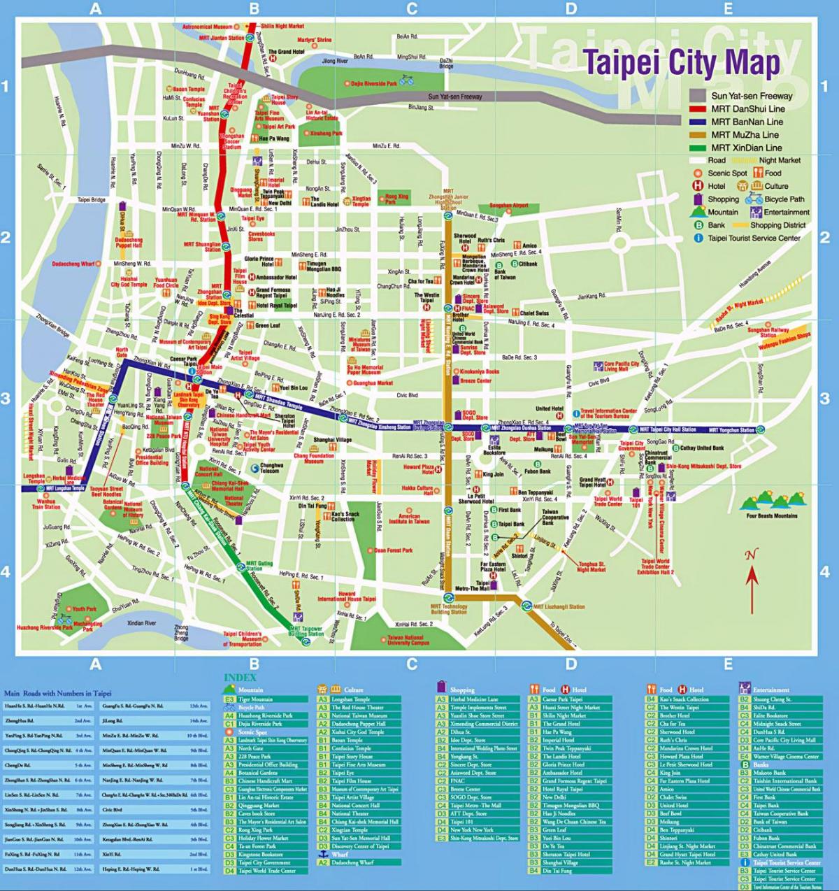 kart av Taipei city turist