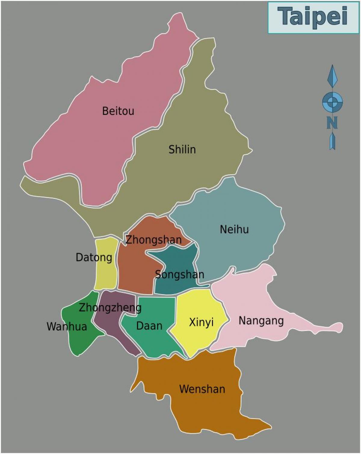 Taipei city-distriktet kart